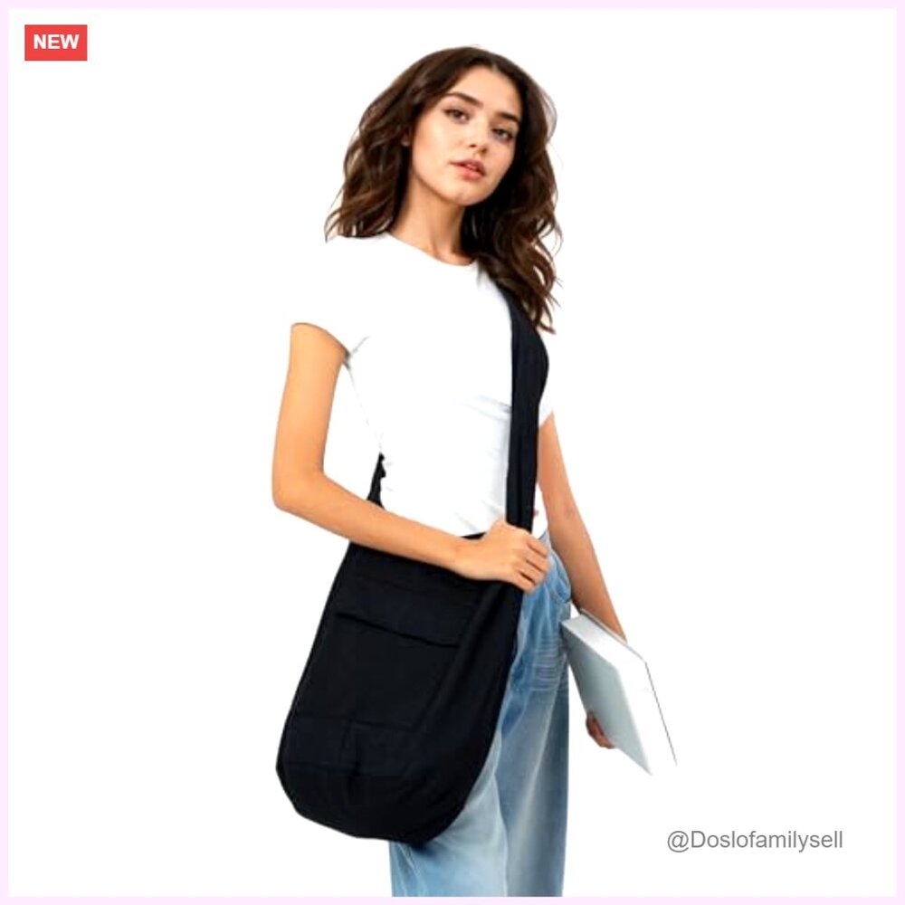 Handmade Cotton Crossbody Bag Lightweight Boho Travel Purse with Zipper - Picture 5 of 7